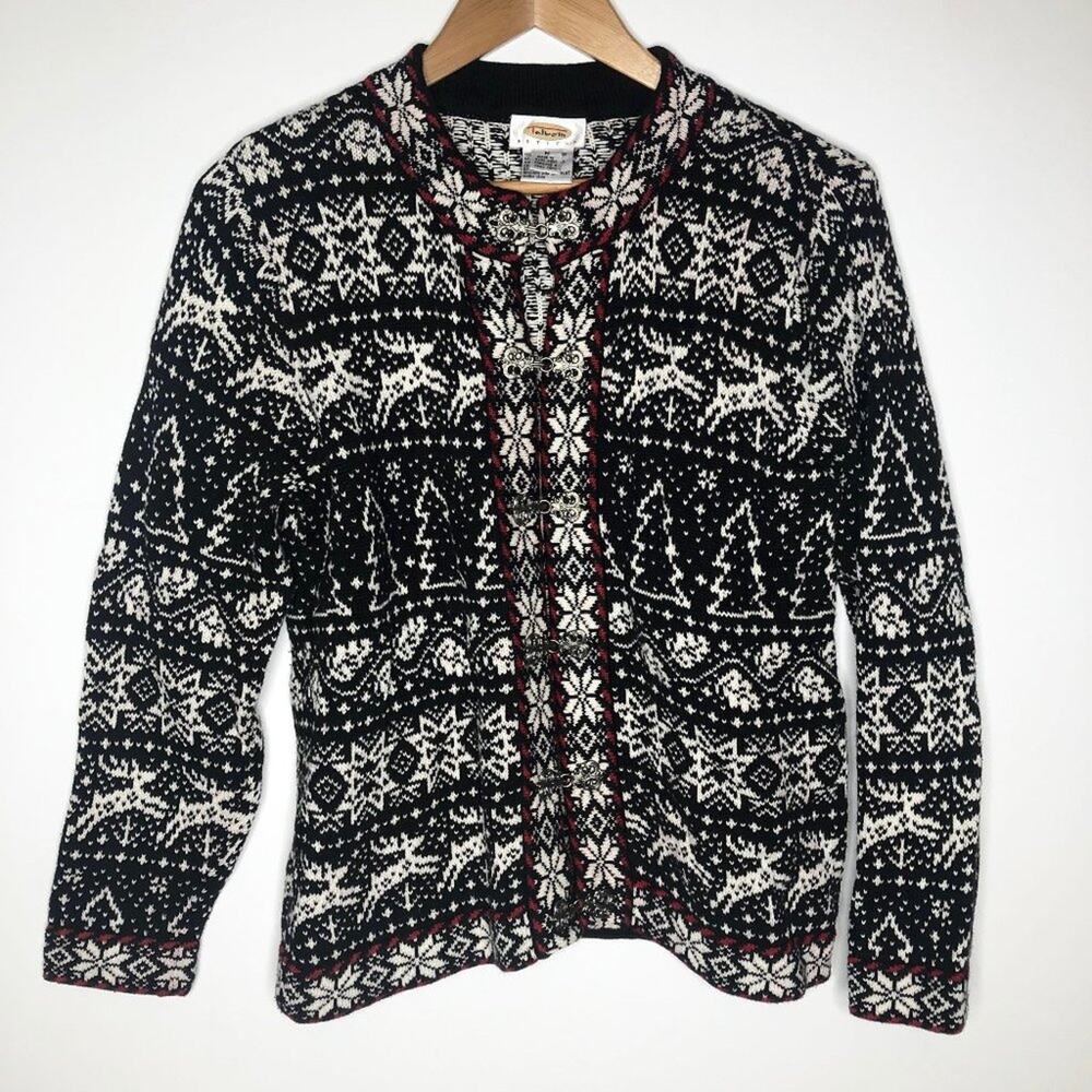Talbots Nordic Christmas Sweater w/ Metal Clasps